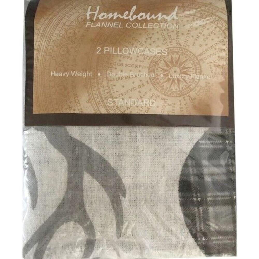 Luxury Double Brushed Flannel Standard Pillowcases Reindeer Deer Head Set of 2